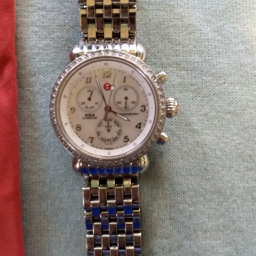 ❌SOLD Michele day CSX watch with diamond bezel